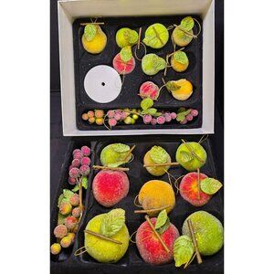 Vintage Valerie Parr Hill QVC Sugar Beaded Frosted Fruit Christmas Ornaments